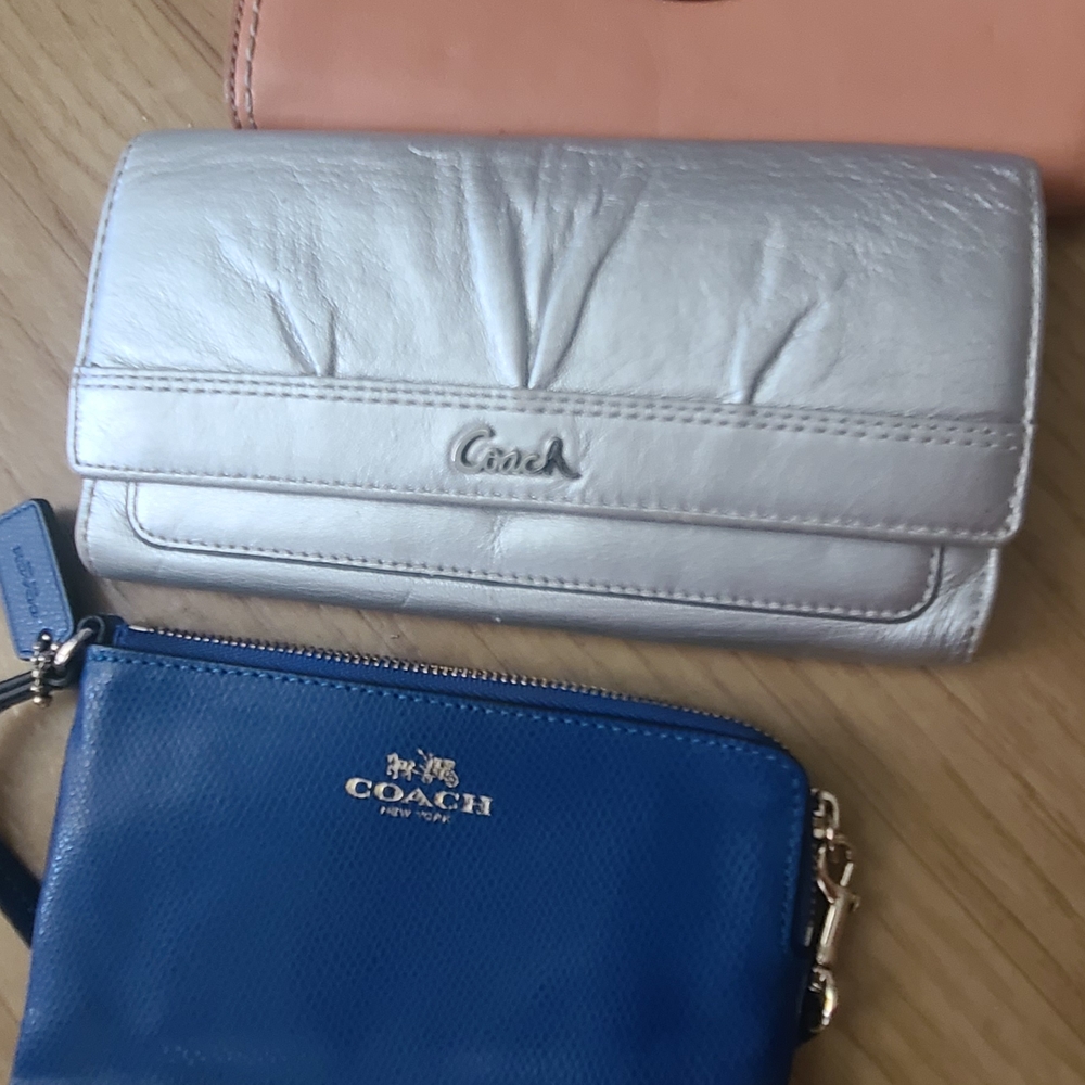 Coach Silver and Blue Women's Wallet Set
